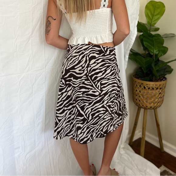Vintage Brown + White Zebra Silk Skirt - Picture 5 of 7